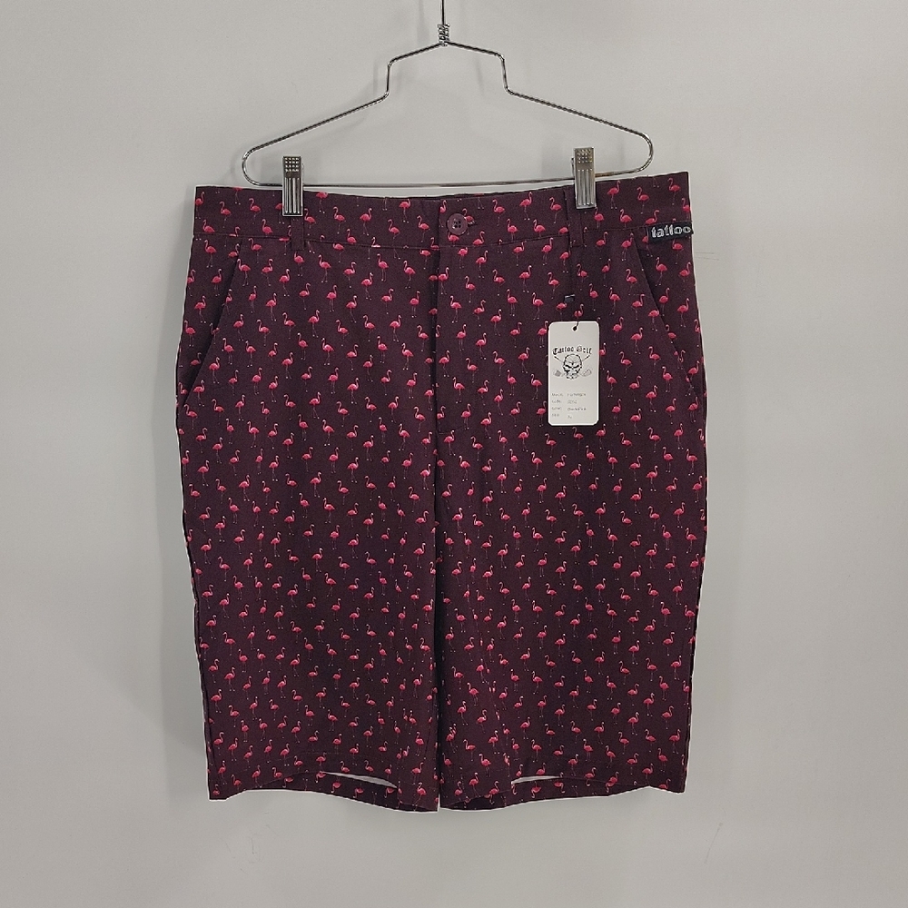 Tattoo Golf Mens Shorts Size 32 Flamingos NWT